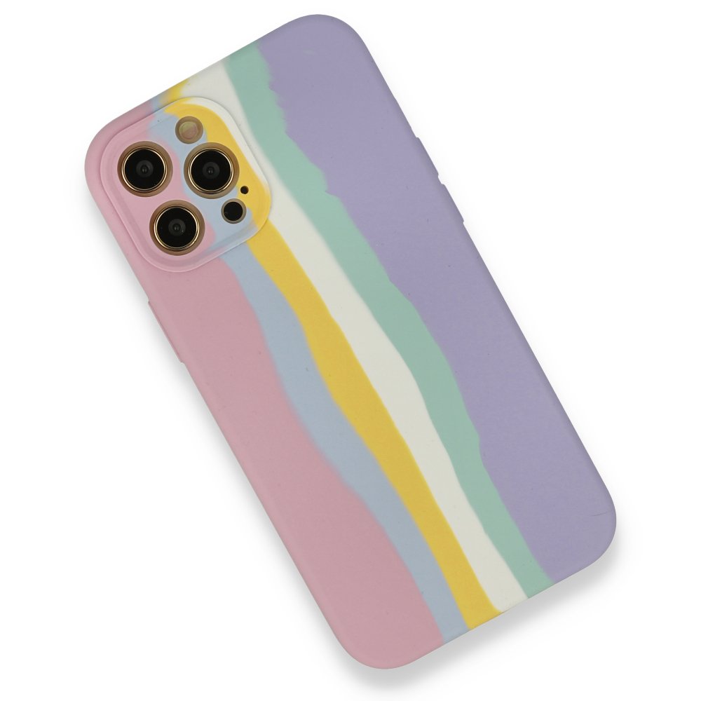 Newface iPhone 12 Pro Max Kılıf Ebruli Lansman Silikon - Pembe-Lila