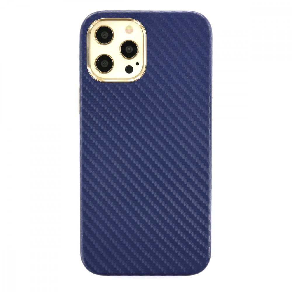Newface iPhone 12 Pro Max Kılıf Hibrit Karbon Silikon - Mavi