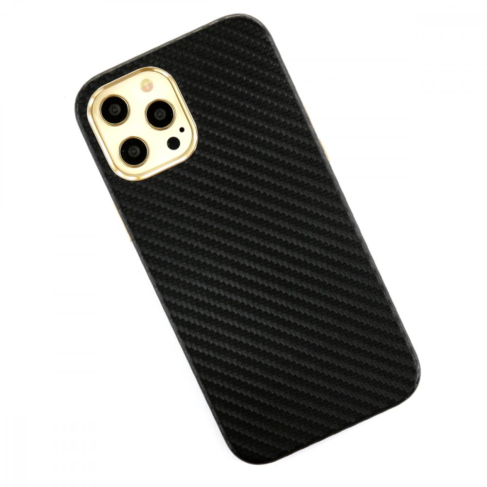 Newface iPhone 12 Pro Max Kılıf Hibrit Karbon Silikon - Siyah