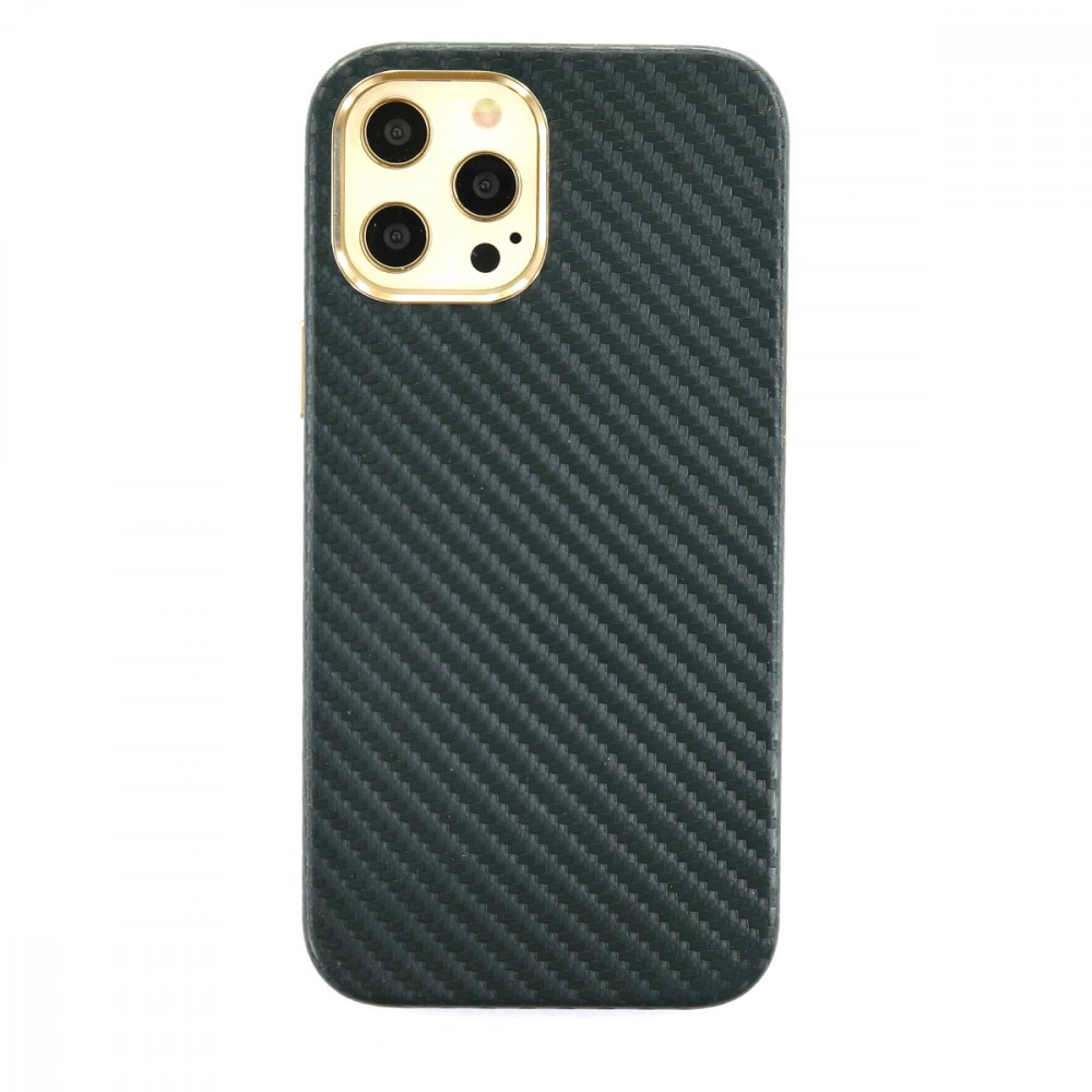 Newface iPhone 12 Pro Max Kılıf Hibrit Karbon Silikon - Yeşil
