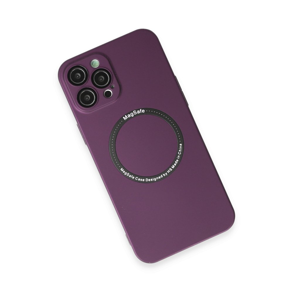 Newface iPhone 12 Pro Max Kılıf Jack Magneticsafe Lens Silikon - Mürdüm
