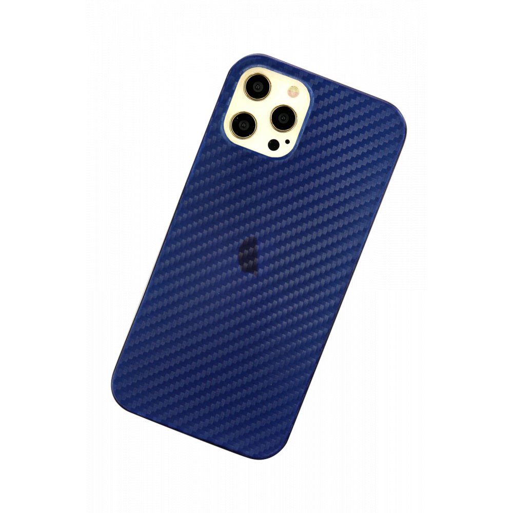 Newface iPhone 12 Pro Max Kılıf Karbon PP Silikon - Mavi