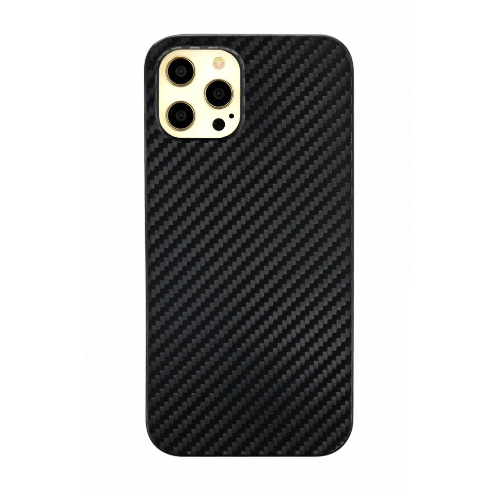 Newface iPhone 12 Pro Max Kılıf Karbon PP Silikon - Siyah