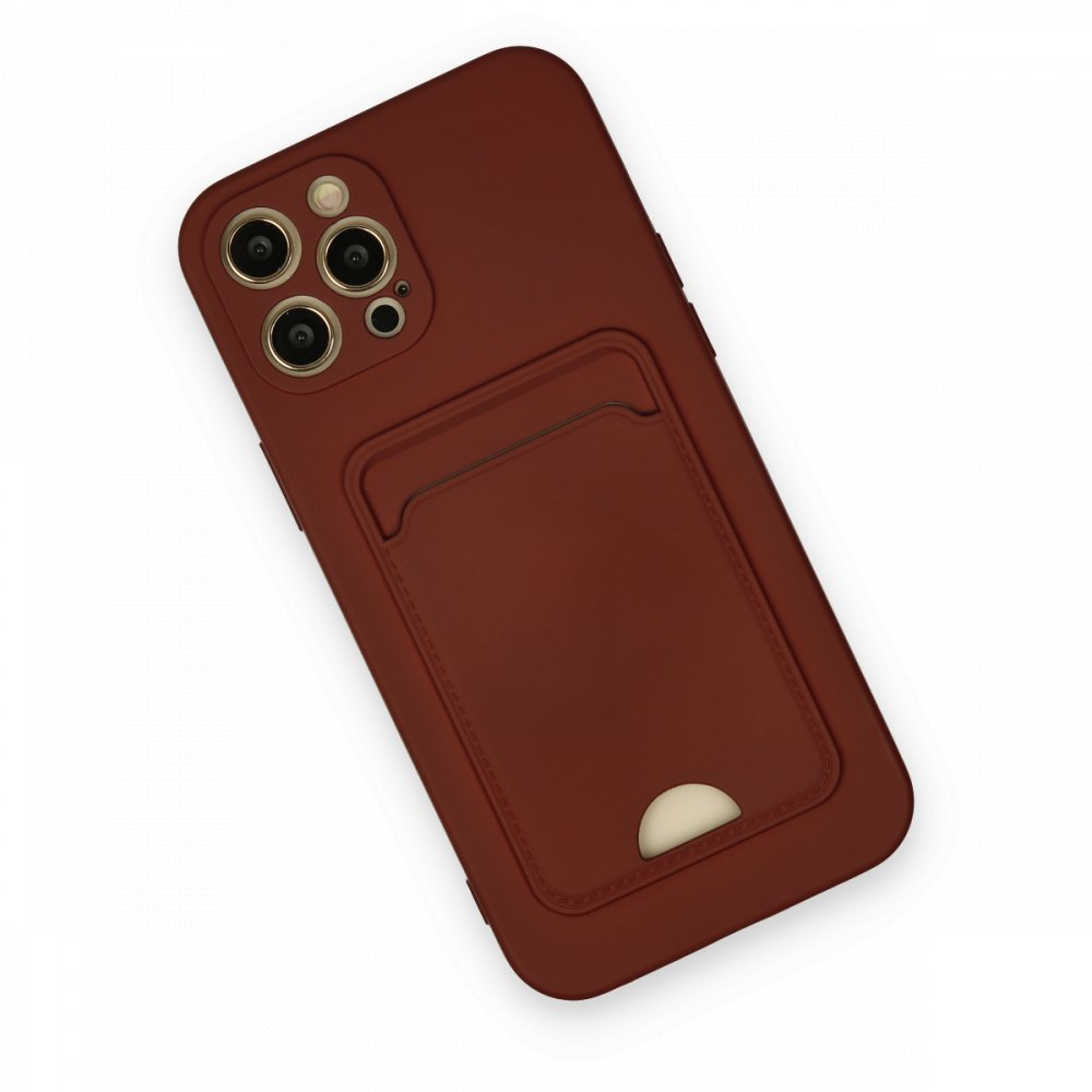 Newface iPhone 12 Pro Max Kılıf Kelvin Kartvizitli Silikon - Bordo