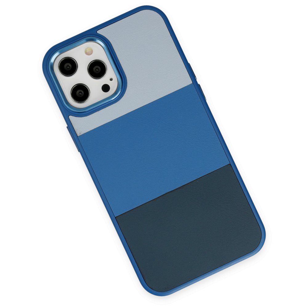 Newface iPhone 12 Pro Max Kılıf King Kapak - Açık Mavi-Lacivert