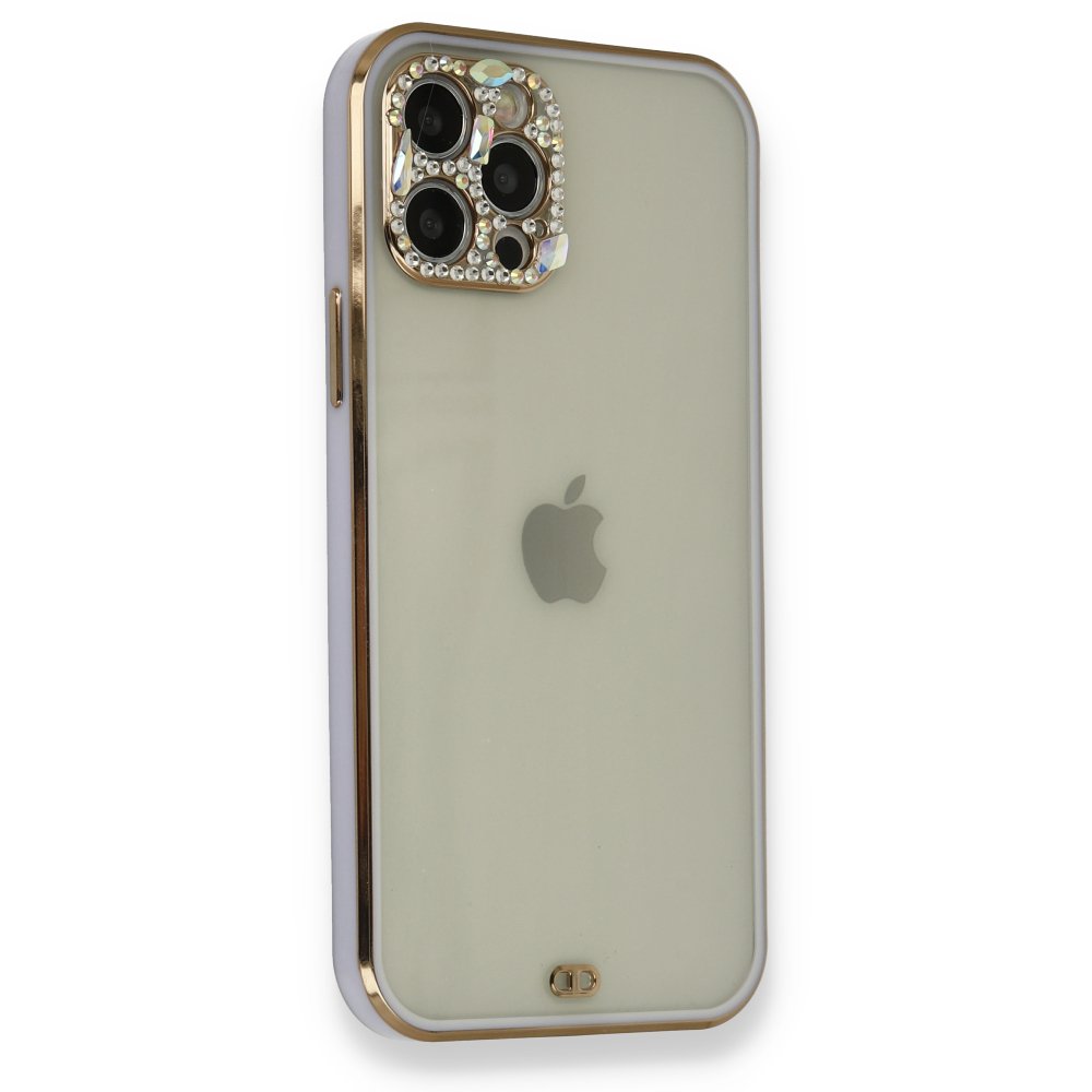 Newface iPhone 12 Pro Max Kılıf Liva Taşlı Silikon - Mor