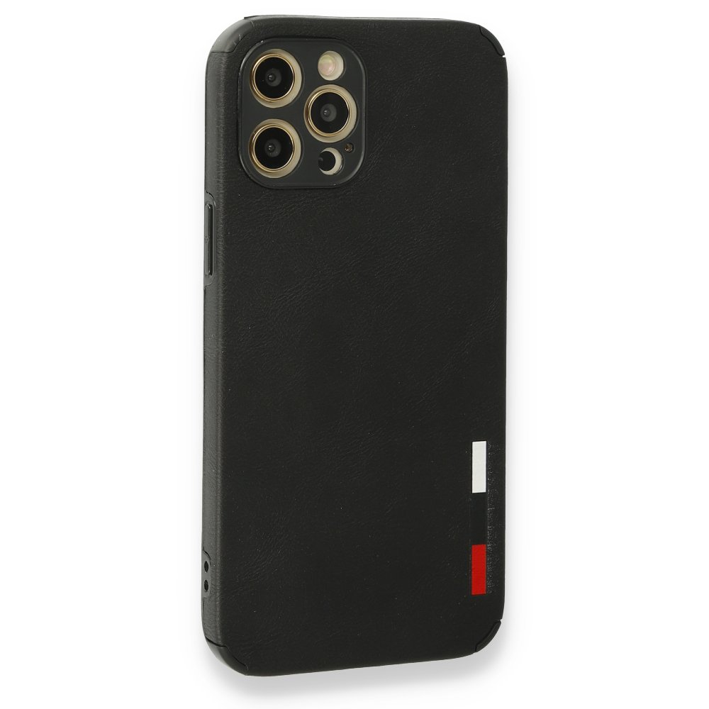Newface iPhone 12 Pro Max Kılıf Loop Deri Silikon - Siyah