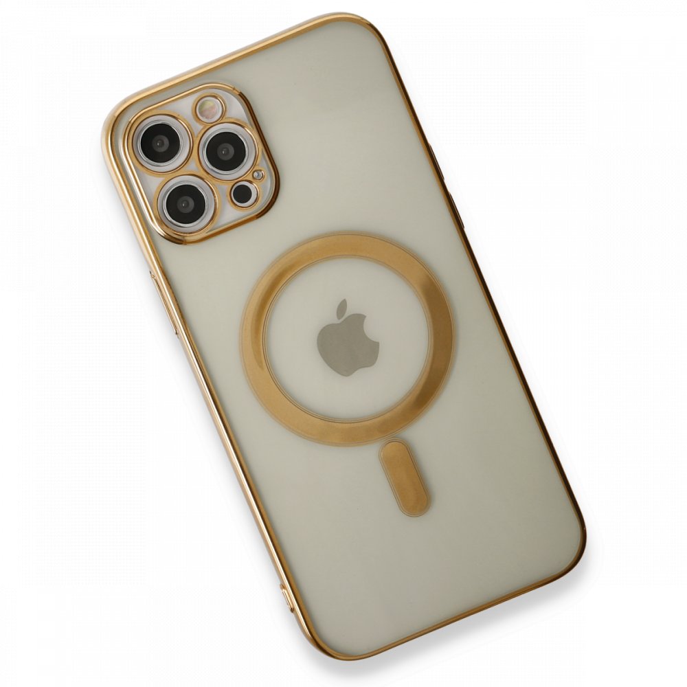 Newface iPhone 12 Pro Max Kılıf Magneticsafe Lazer Silikon - Gold