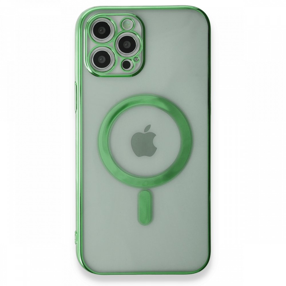 Newface iPhone 12 Pro Max Kılıf Magneticsafe Lazer Silikon - Haki Yeşil
