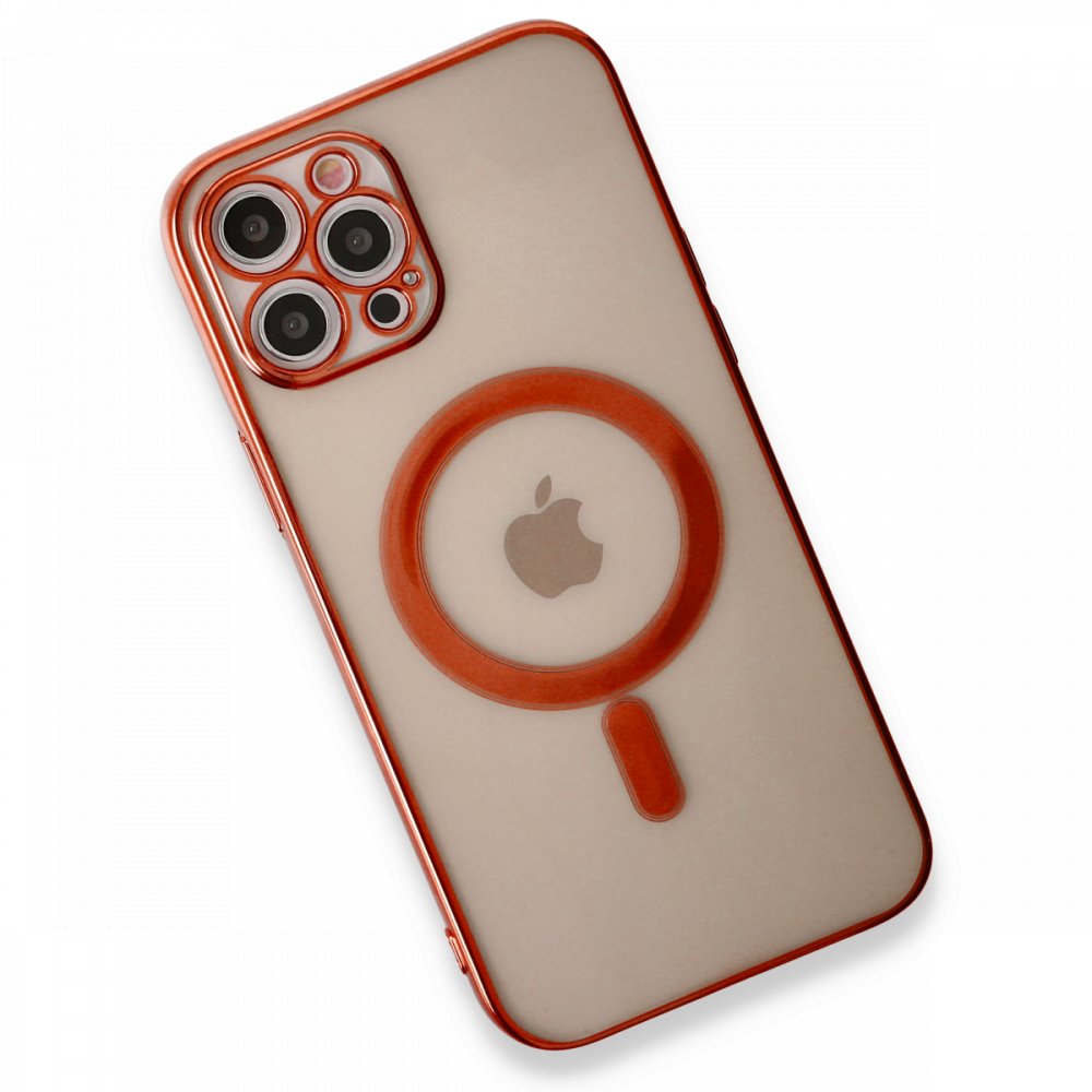 Newface iPhone 12 Pro Max Kılıf Magneticsafe Lazer Silikon - Kırmızı