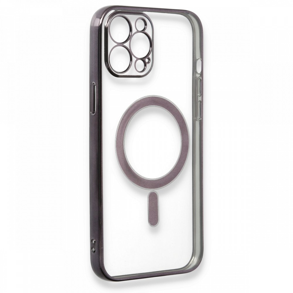 Newface iPhone 12 Pro Max Kılıf Magneticsafe Lazer Silikon - Siyah