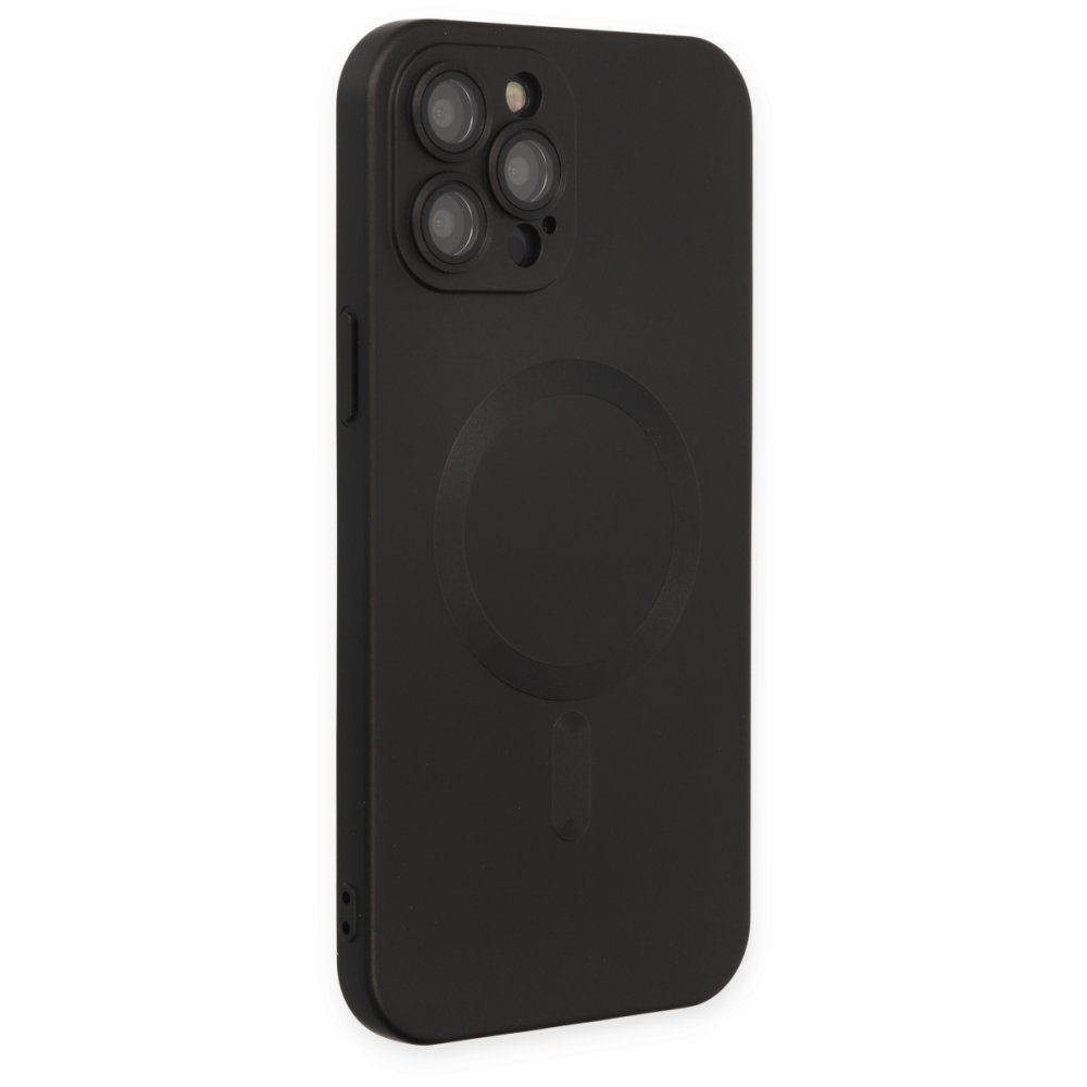 Newface iPhone 12 Pro Max Kılıf Moshi Lens Magneticsafe Silikon - Siyah