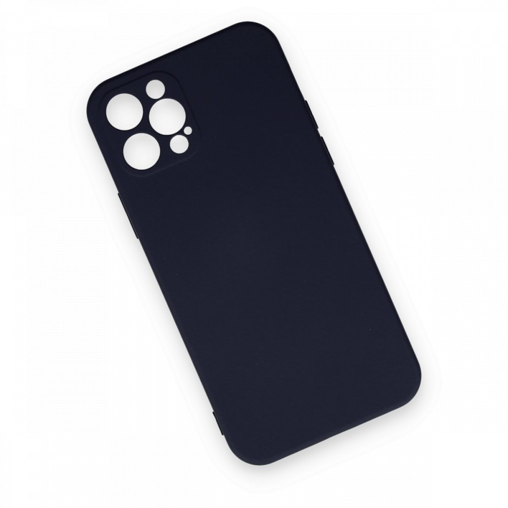 Newface iPhone 12 Pro Max Kılıf Nano içi Kadife Silikon - Lacivert