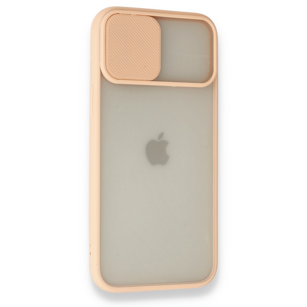 Newface iPhone 12 Pro Max Kılıf Palm Buzlu Kamera Sürgülü Silikon - Pembe