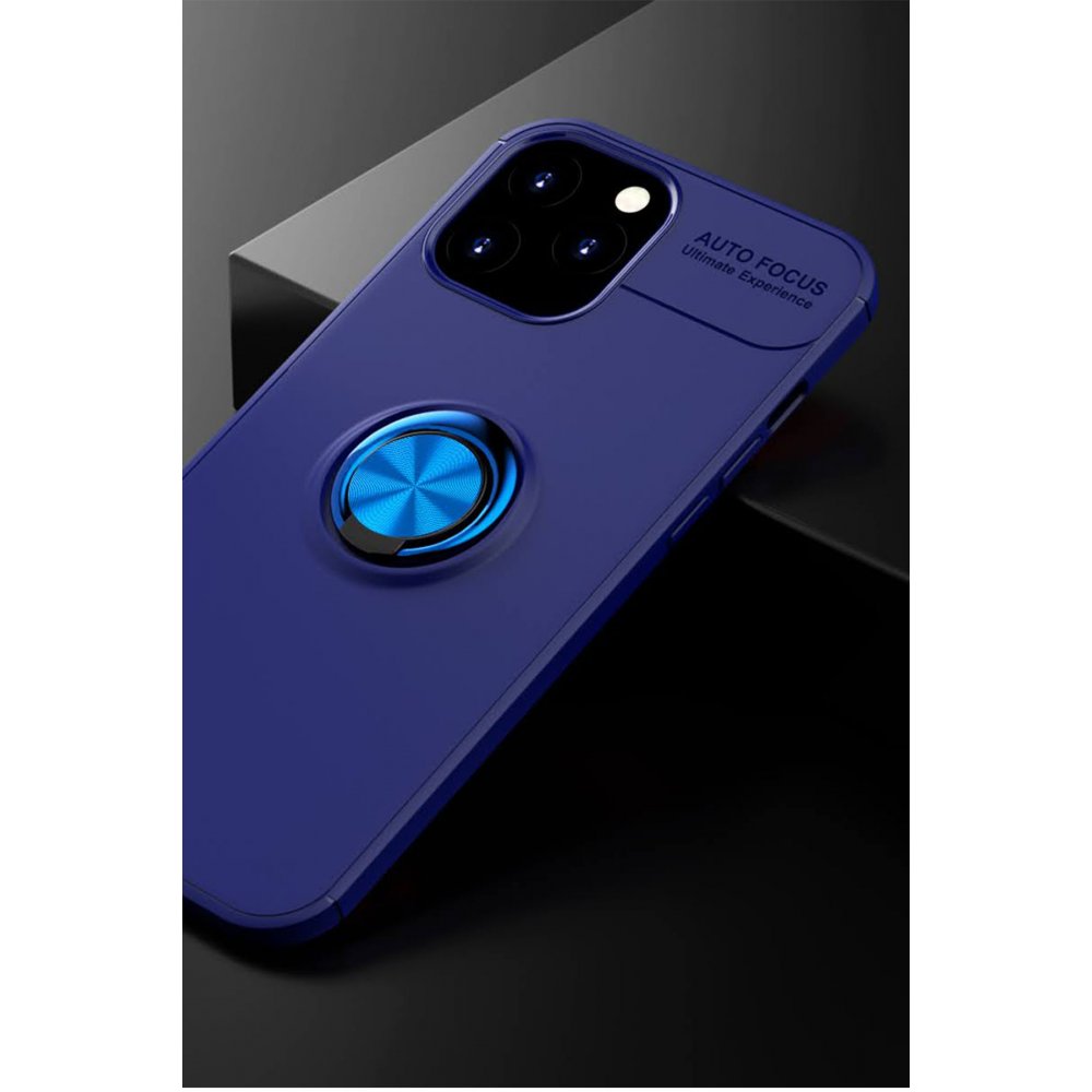 Newface iPhone 12 Pro Max Kılıf Range Yüzüklü Silikon - Mavi