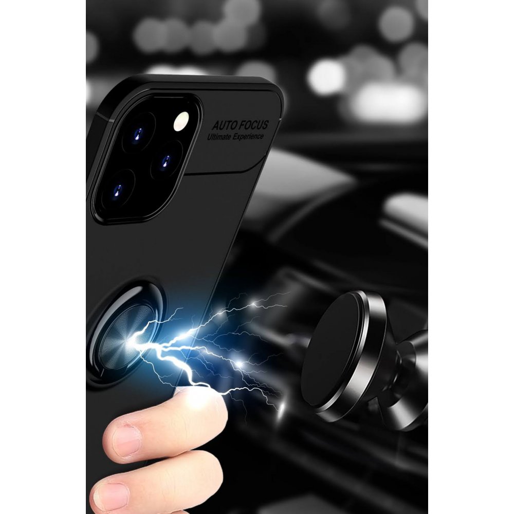 Newface iPhone 12 Pro Max Kılıf Range Yüzüklü Silikon - Mavi