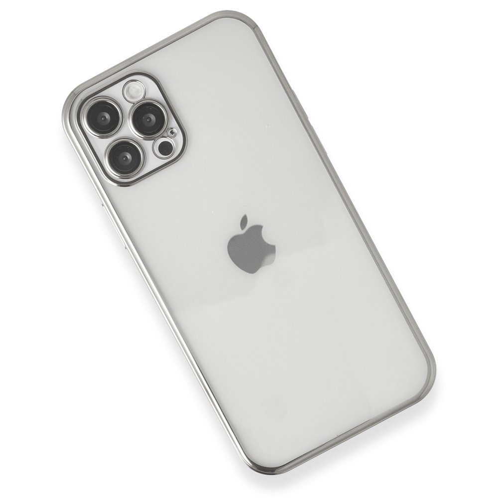 Newface iPhone 12 Pro Max Kılıf Razer Lensli Silikon - Gümüş