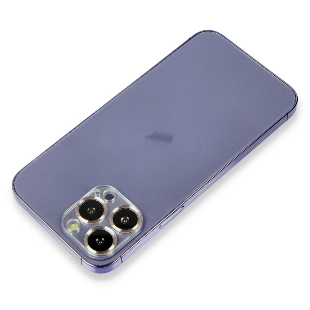 Newface iPhone 12 Pro Max Metal Kamera Lens Koruma Cam - Gold