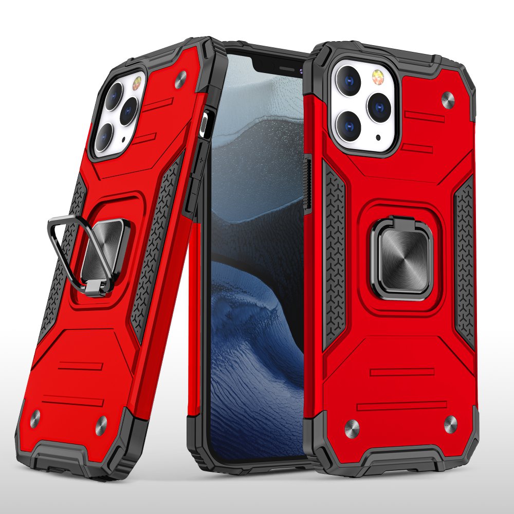 Newface iPhone 12 Pro Max Kılıf Zegna Yüzüklü Silikon Kapak - Kırmızı