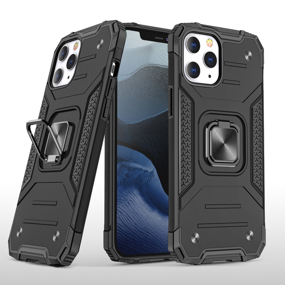 Newface iPhone 12 Pro Max Kılıf Zegna Yüzüklü Silikon Kapak - Siyah