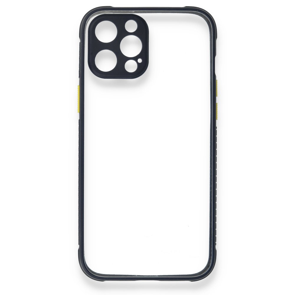 Newface iPhone 12 Pro Kılıf Miami Şeffaf Silikon - Lacivert