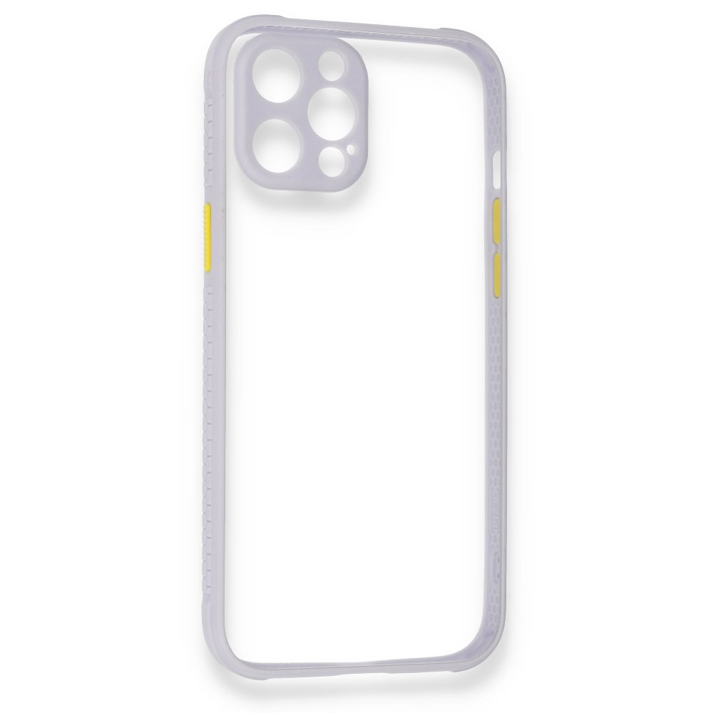 Newface iPhone 12 Pro Max Kılıf Miami Şeffaf Silikon - Lila