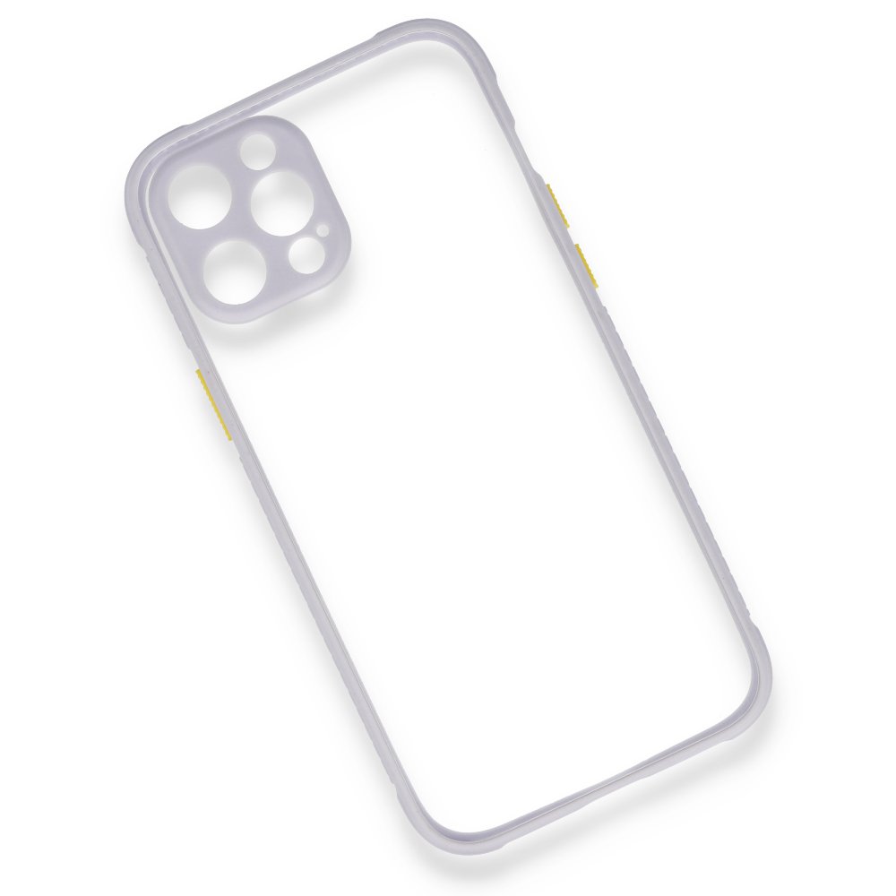Newface iPhone 12 Pro Max Kılıf Miami Şeffaf Silikon - Lila
