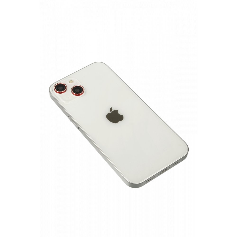 Newface iPhone 13 Mini Diamond Kamera Lens - Kırmızı