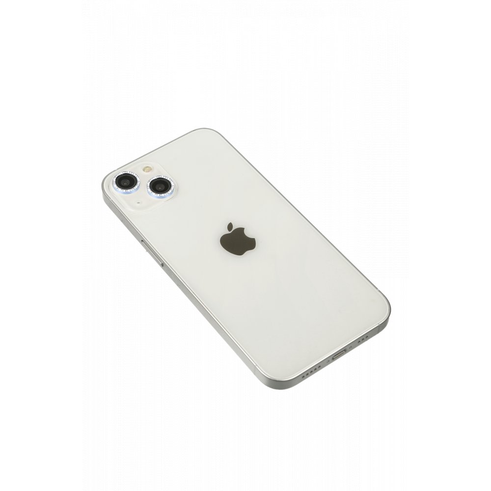 Newface iPhone 13 Mini Diamond Kamera Lens - Mavi
