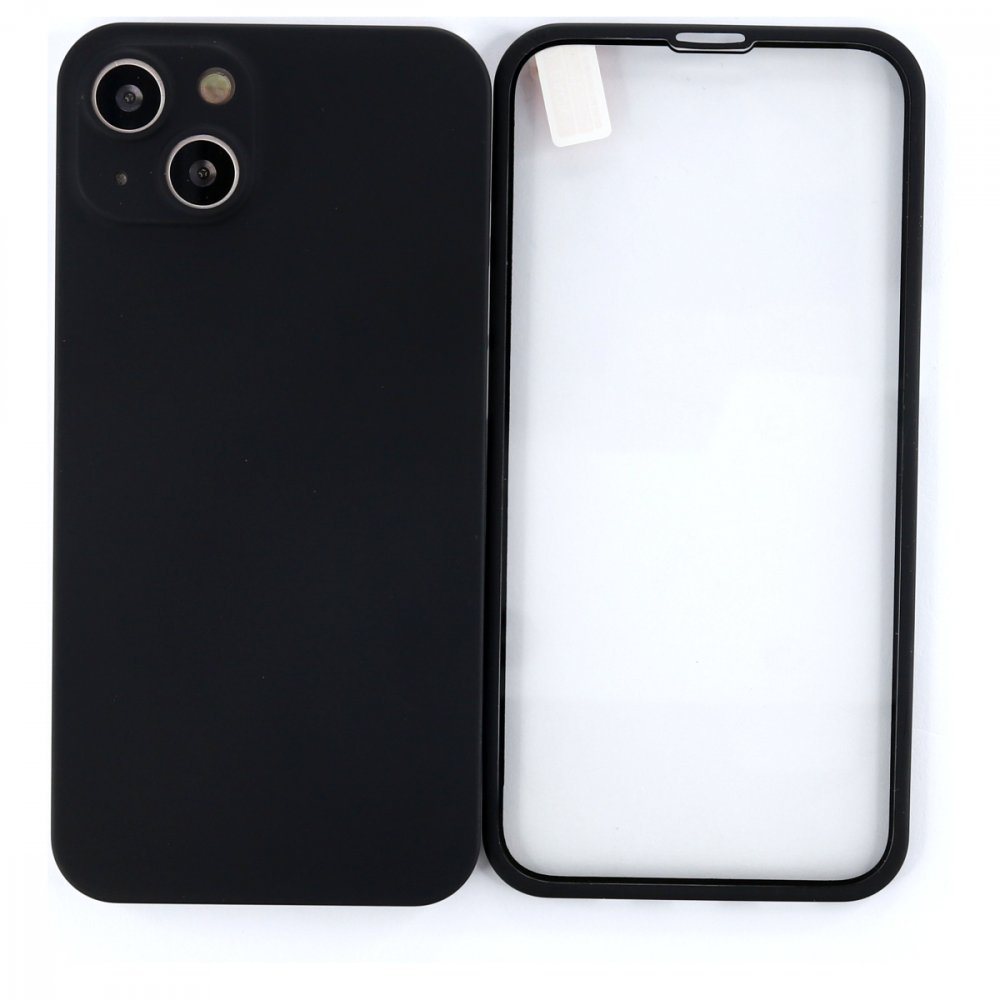 Newface iPhone 13 Kılıf 360 Mat Full Body Silikon Kapak - Siyah