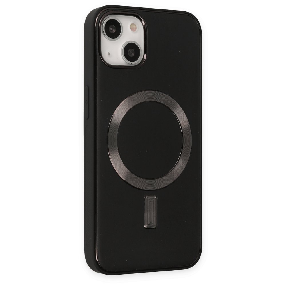 Newface iPhone 13 Kılıf Coco Deri Magneticsafe Silikon - Siyah