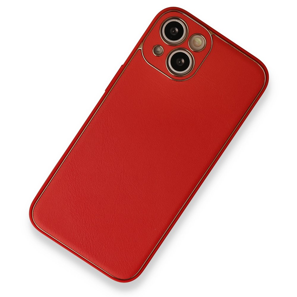 Newface iPhone 13 Kılıf Coco Deri Silikon Kapak - Kırmızı