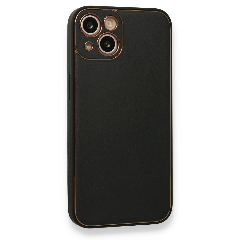 Newface iPhone 13 Kılıf Coco Deri Silikon Kapak - Siyah