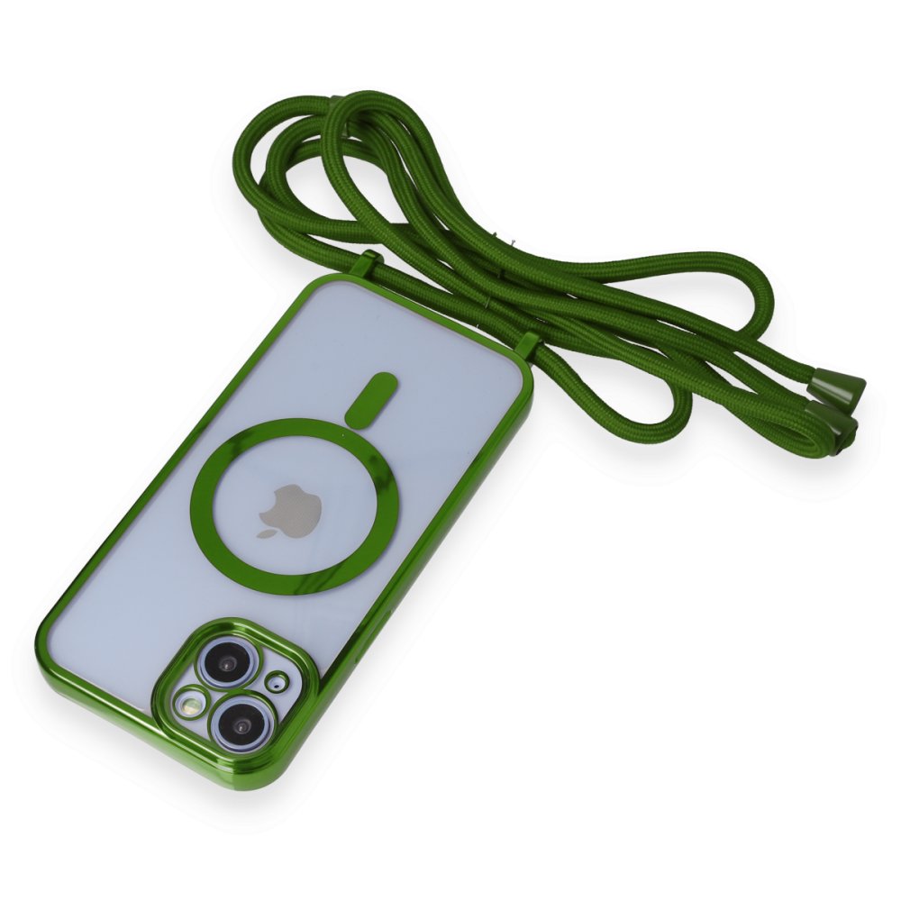 Newface iPhone 13 Kılıf Divo Lazer Askılı Magsafe Kapak - Koyu Yeşil