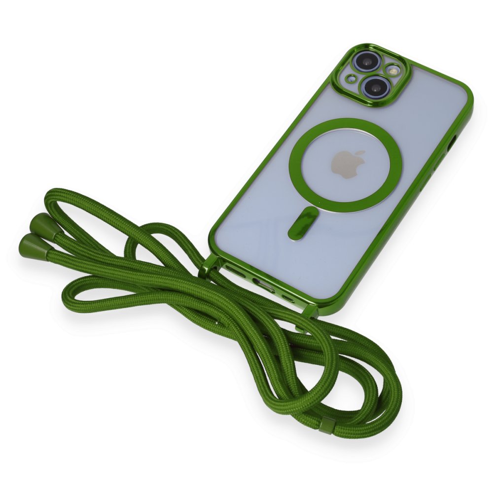 Newface iPhone 13 Kılıf Divo Lazer Askılı Magsafe Kapak - Koyu Yeşil