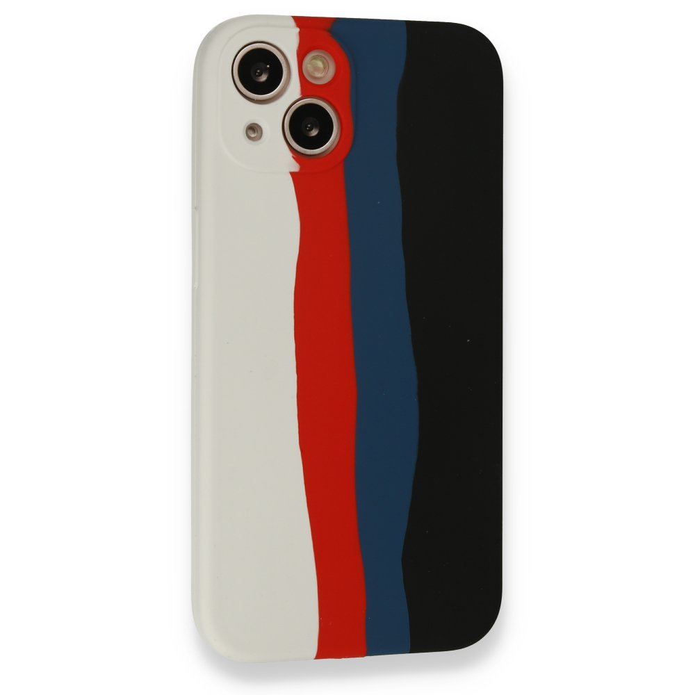 Newface iPhone 13 Kılıf Ebruli Lansman Silikon - Beyaz-Siyah