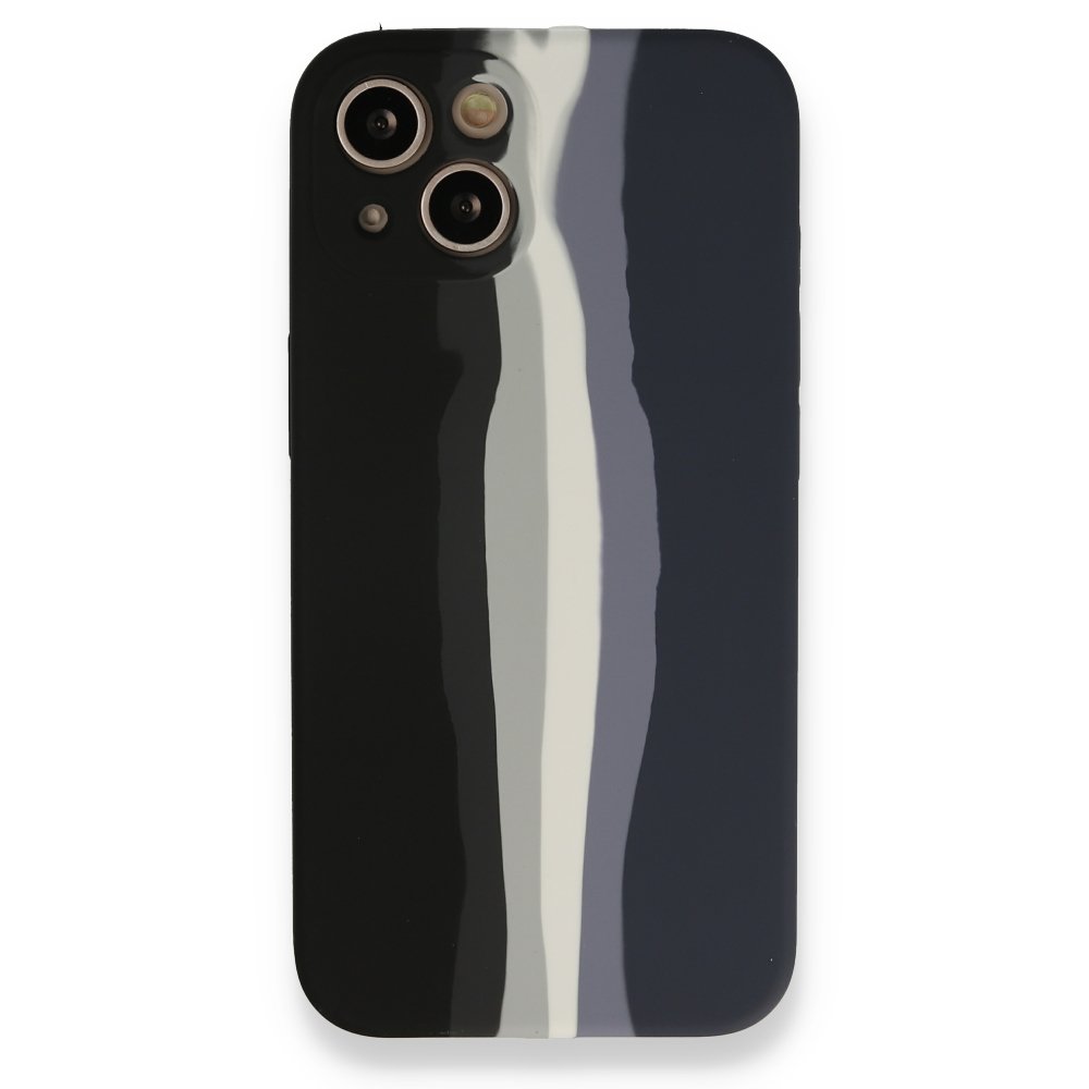 Newface iPhone 13 Kılıf Ebruli Lansman Silikon - Siyah-Lacivert