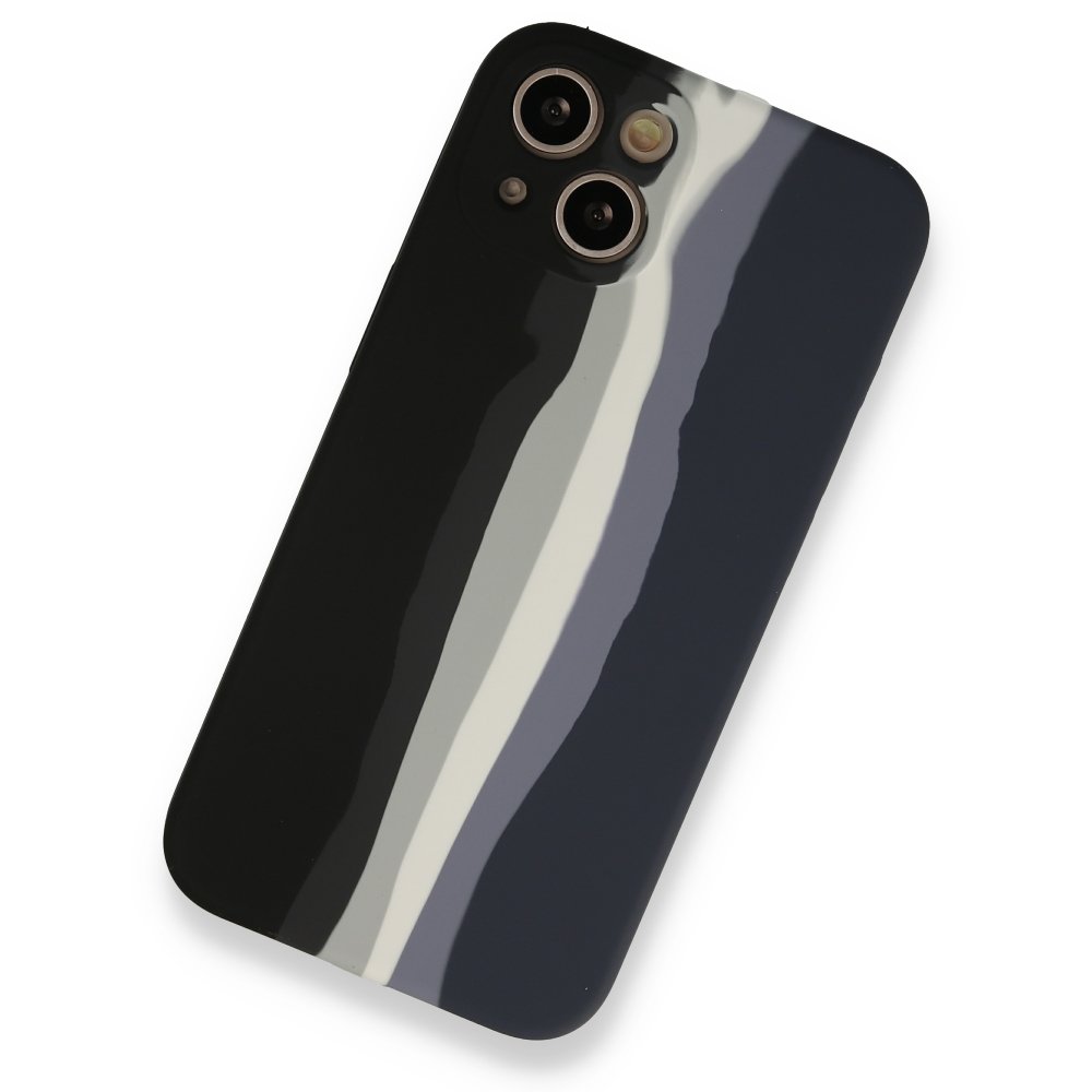 Newface iPhone 13 Kılıf Ebruli Lansman Silikon - Siyah-Lacivert