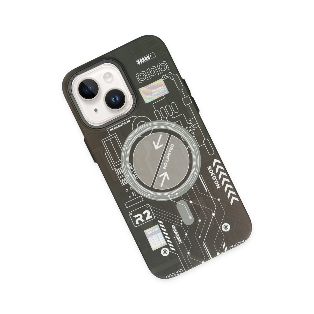 Newface iPhone 13 Kılıf Fosforlu Metal Slim Magneticsafe Kapak - Siyah