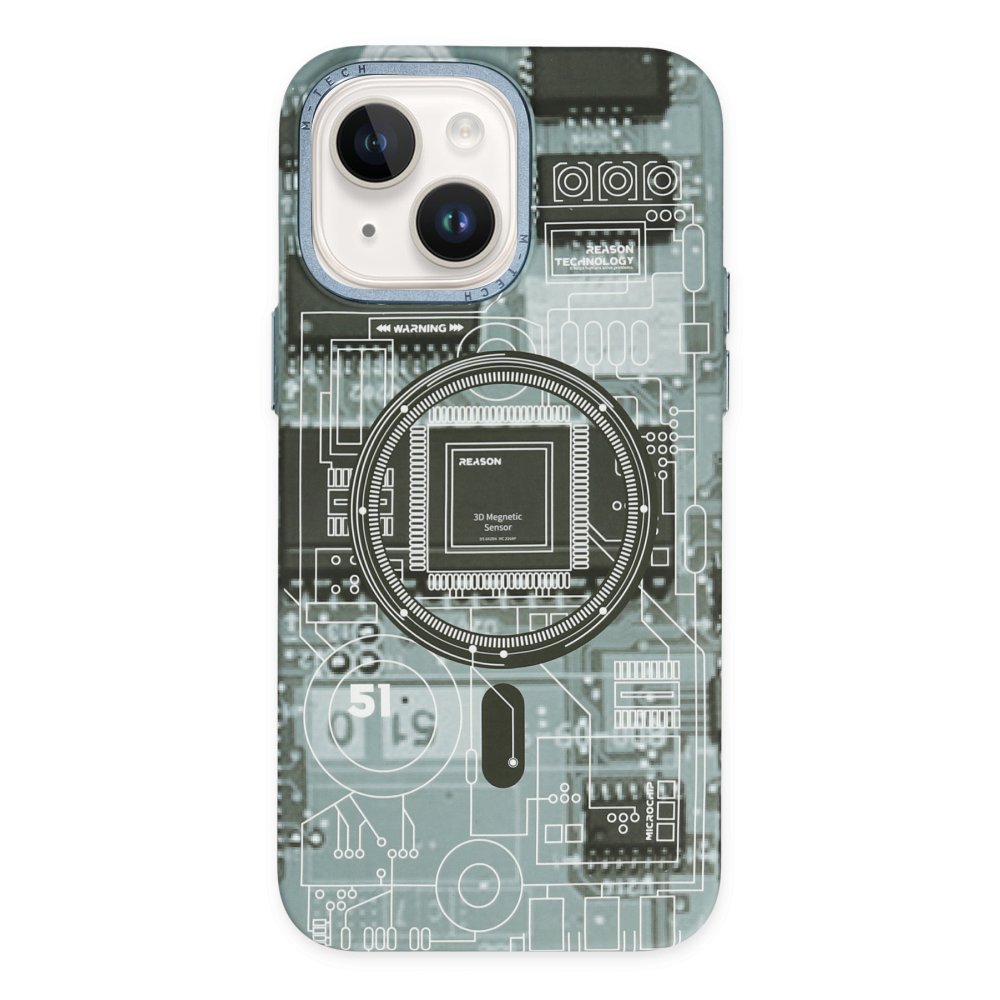 Newface iPhone 13 Kılıf Fosforlu Metal Slim Magneticsafe Kapak - Yeşil