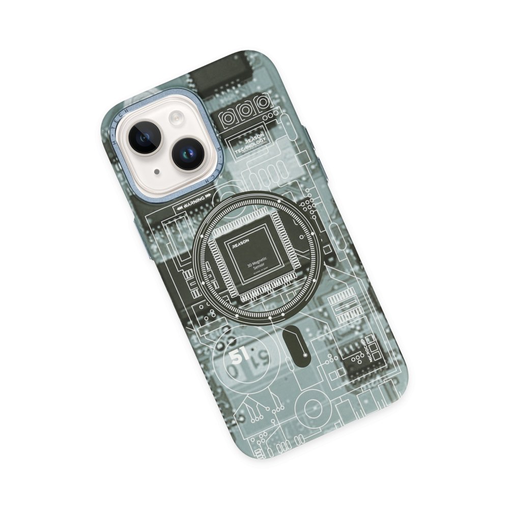 Newface iPhone 13 Kılıf Fosforlu Metal Slim Magneticsafe Kapak - Yeşil