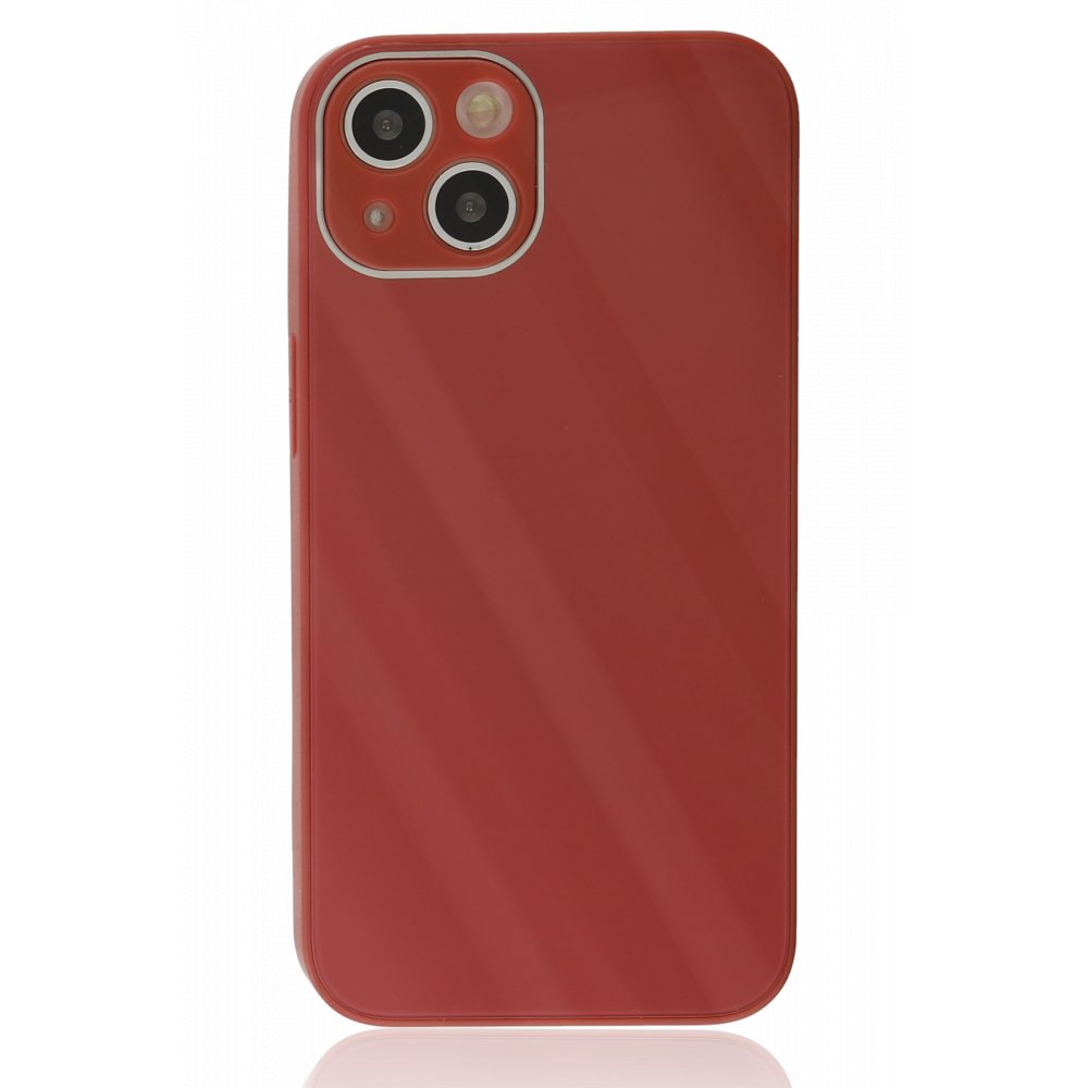 Newface iPhone 13 Kılıf Glass Kapak - Bordo