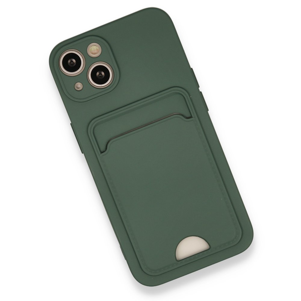 Newface iPhone 13 Kılıf Kelvin Kartvizitli Silikon - Koyu Yeşil