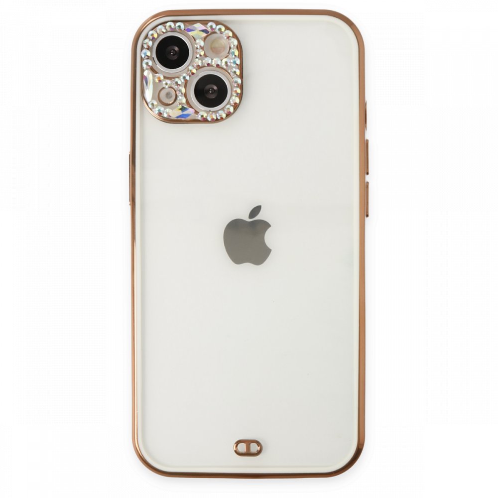 Newface iPhone 13 Kılıf Liva Taşlı Silikon - Beyaz