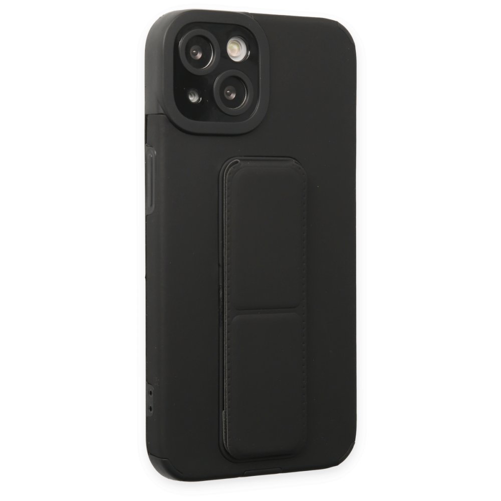 Newface iPhone 13 Kılıf Mega Standlı Silikon - Siyah