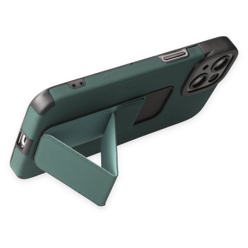 Newface iPhone 13 Kılıf Mega Standlı Silikon - Yeşil