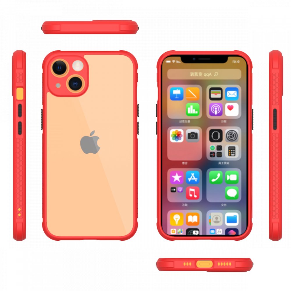 Newface iPhone 13 Kılıf Miami Şeffaf Silikon  - Kırmızı