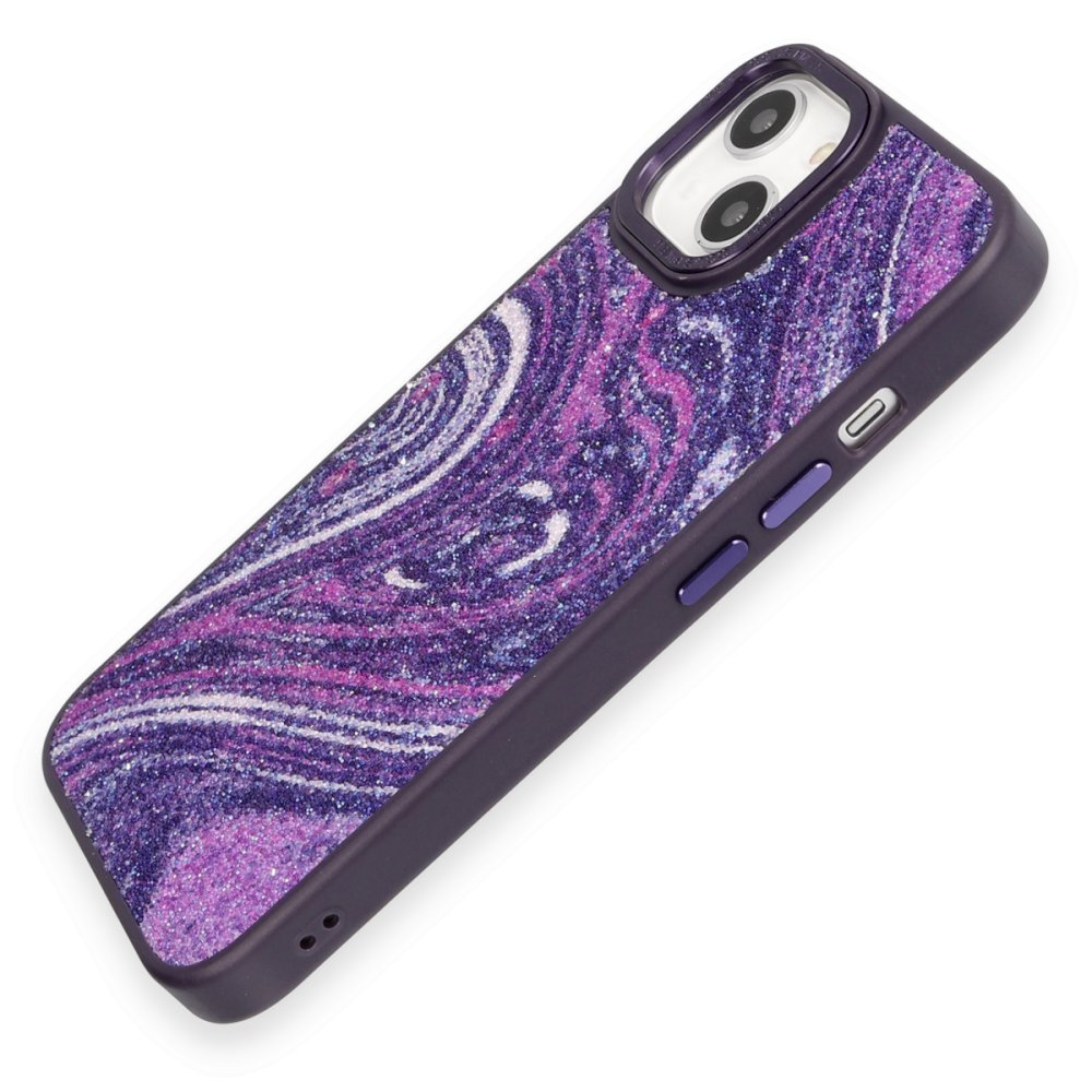 Newface iPhone 13 Kılıf Moda Simli Kapak - Derin Mor
