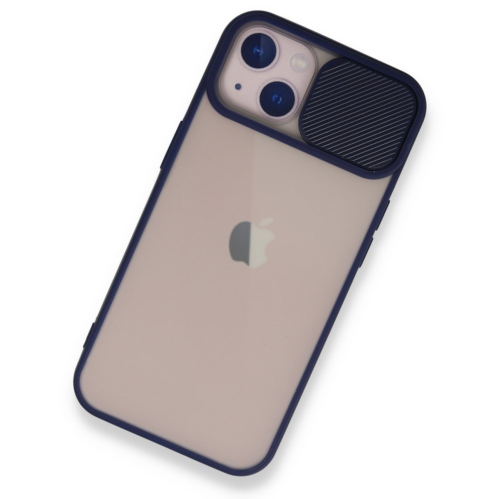 Newface iPhone 13 Kılıf Palm Buzlu Kamera Sürgülü Silikon - Lacivert