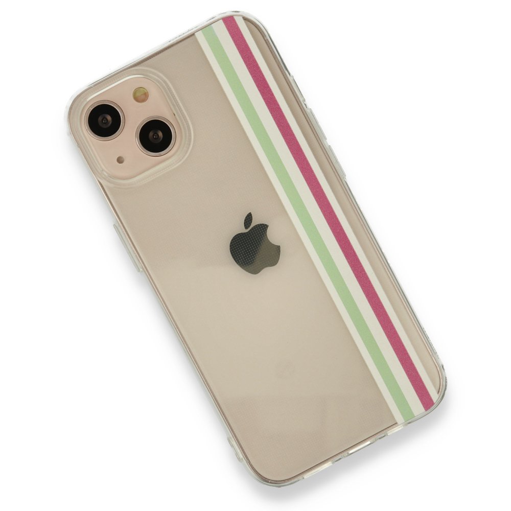Newface iPhone 13 Kılıf Prime Silikon - Yeşil-Pembe